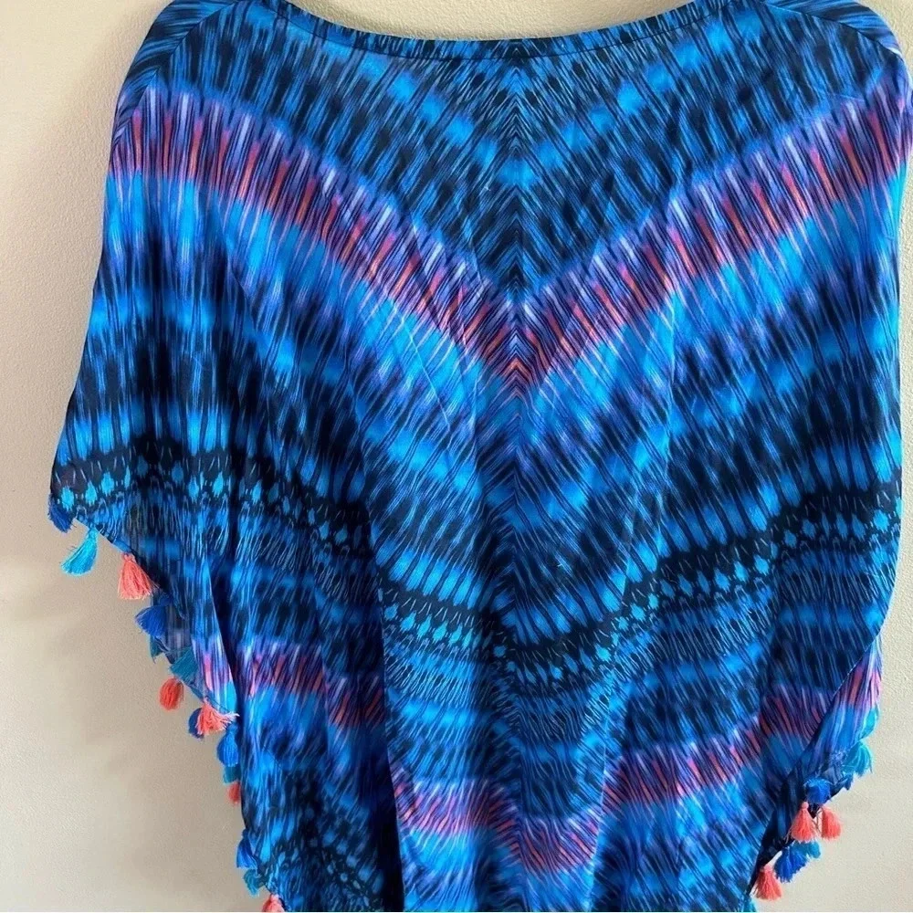 MIRACLESUIT Marrakech‎ Caftan Swim Coverup Multi Color Tassles Sz Large